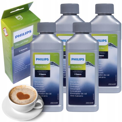  4× Detartrant lichid pentru Decalcifier Philips Saeco 0,25 l + GHID DE CURĂȚARE MAMA-MARGARET