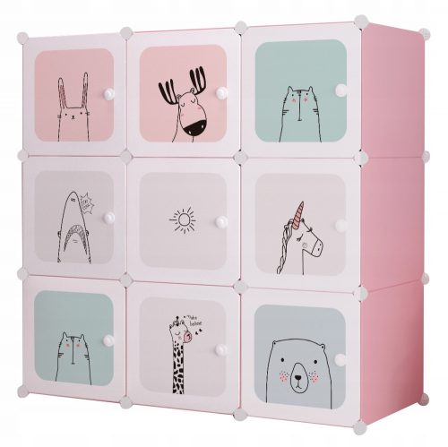  dulap Omna CUBES ANIMALS 110 x 110 x 37 cm nuante de roz