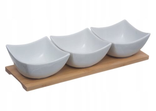 Set de gustare, dips, sosuri, 3x boluri din bambus