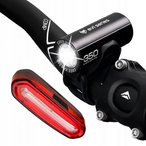  Iluminare biciclete din seria Evi o-LIGHT pro line baterie de 350 lm + iluminare spate pentru biciclete din seria Evi iLIGHT pro baterie de 120 lm