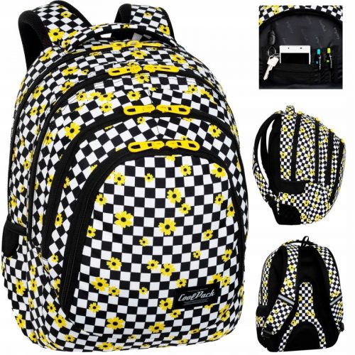  Rucsac școlar CoolPack cu mai multe compartimente alb, negru, Nuanțe de galben și auriu, Multicolor 28 l