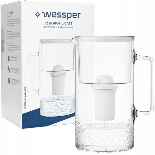  Urcior cu filtru Wessper D2 Borosilicat Aquaclassic 3,3 l alb