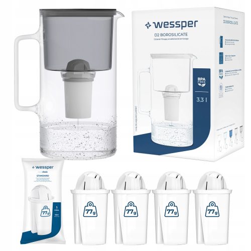  Wessper D2 Borosilicat Aquaclassic ulcior cu filtru 3,3 l negru