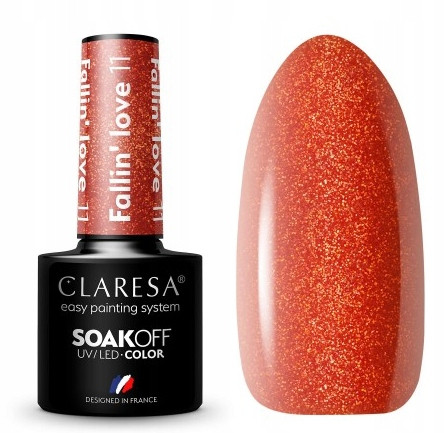  CLARESA UV/LED HIBRID POLISH GLITTER ORANGE FALLIN' LOVE 11