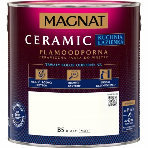 Vopsea ceramica Magnat 5 l alb pur B5 mat