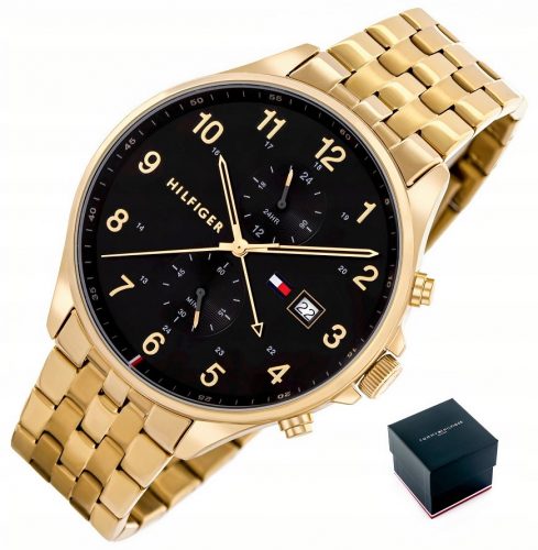  CEAS BĂRBAȚI TOMMY HILFIGER 1791708 WEST +BOX cronograf auriu