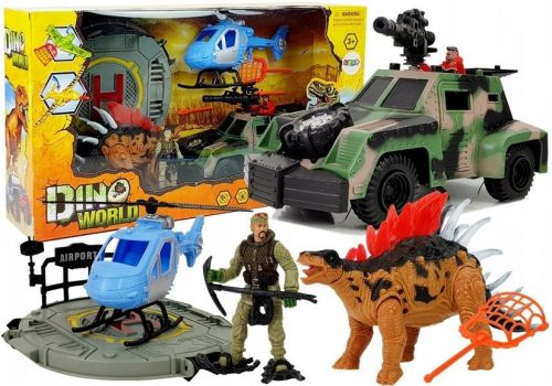  Dinozaur World Figure Set Vehicul Elicopter