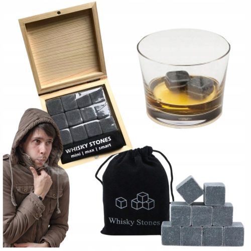 Ice Stones Cuburi Whisky Din Lemn 12 buc CADOU PENTRU UN BĂRBAT