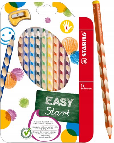  Creioane Stabilo Easycolors pentru stângaci, 12 culori