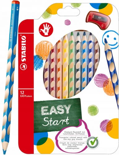  Creioane Stabilo Easy Coloros 12 culori + ascuțitor