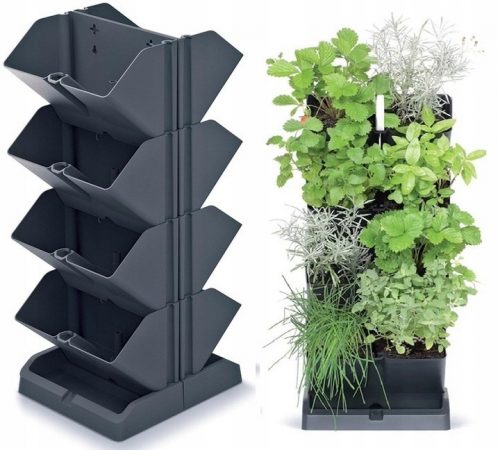 Ghiveci Prosperplast 20 cm x 12 x 48 cm diametru 12 cm plastic negru