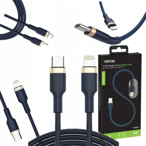  Vayox USB tip C - Cablu Apple Lightning 1 m, bleumarin