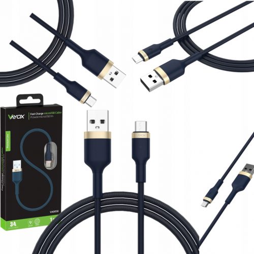  Cablu USB - microUSB tip B Vayox 1 m, bleumarin