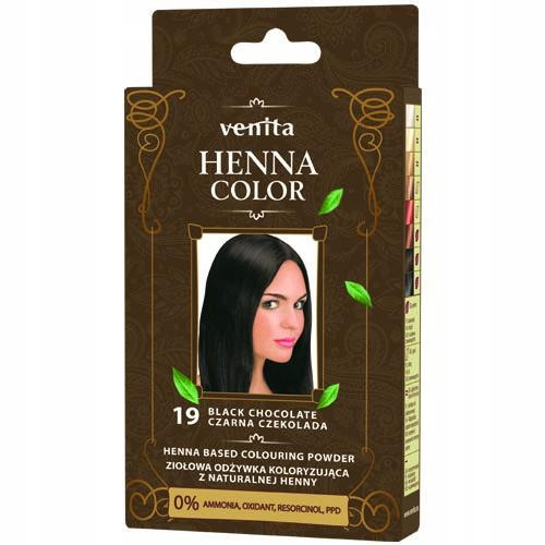  Balsam colorant pe bază de plante Venita Henna Color 19 Black Chocolate cu henna naturală