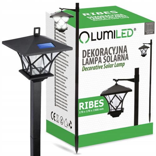  Lampa solara Lumiled, neagra, 150 cm, 1 buc.