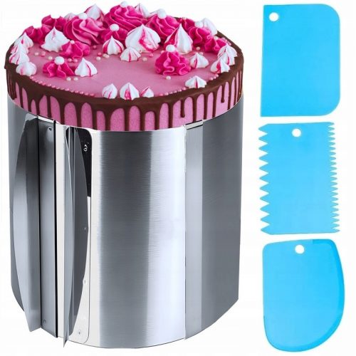 Tall Cake Rim Tava de tort cu diviziune H=20CM + 3 spatule pentru crema