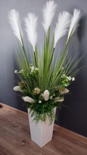 Iarba artificiala pampas 120 cm decor alb verde deschis ghiveci cu flori alegere