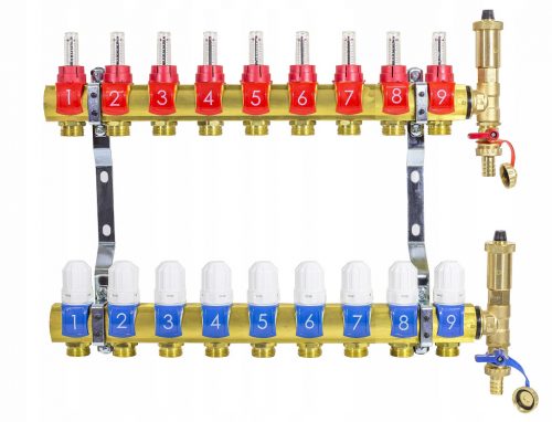  Distribuitor de podea DIAMOND, 9 circuite, aerisire automata.