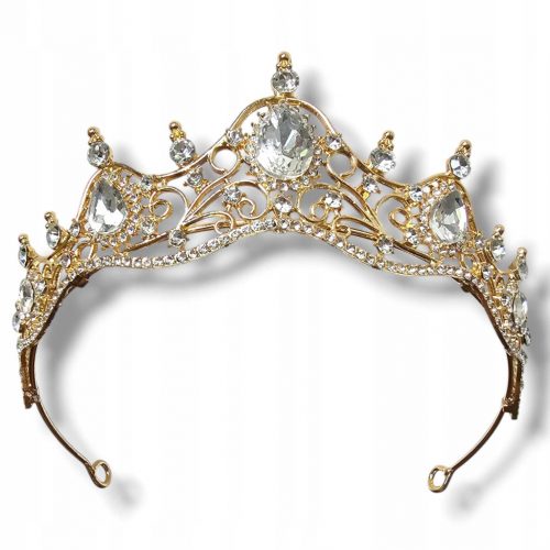  Tiara eleganta din aur, coronita, diadema nunta din aur cu zirconi