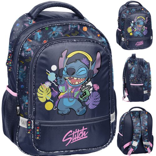  Rucsac școlar Lilo and Stitch Paso cu mai multe compartimente Nuanțe de violet, Nuanțe de albastru, Multicolor 19 l