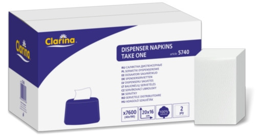 Clarina 5740 servetele dreptunghiulare, albe, 8.000 buc.