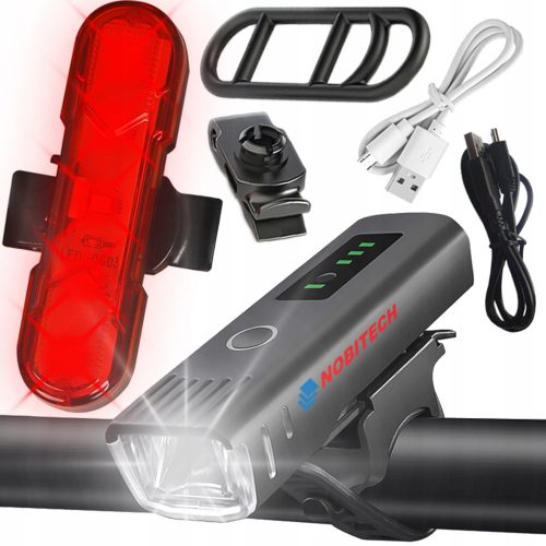  Iluminare față bicicletei Nobitech BL01 + iluminare bicicletei spate Nobitech BL03 roșu