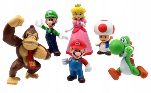  FIGURINES SUPER MARIO BROS LUIGI, set cadou, 6 buc