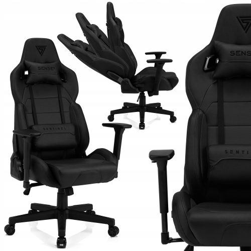  Scaun gaming Sense7 Sentinel, piele ecologica neagra si rosie