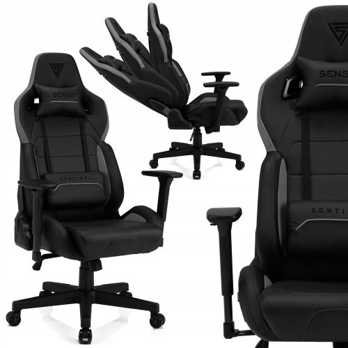  Scaun gaming Sense7 Sentinel, piele ecologica neagra