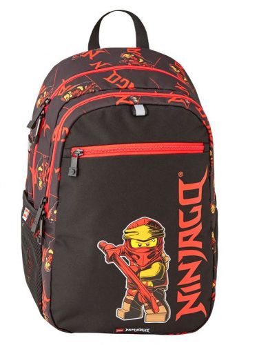  LEGO Ninjago LEGO-BAGS rucsac cu mai multe compartimente pentru grădiniță pentru băieți, negru, nuanțe de roșu