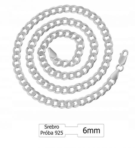  Lanț complet argintiu pentru bărbați 60 cm 6 mm