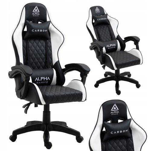  Scaun gaming Extreme CARBON, piele ecologica alb-negru