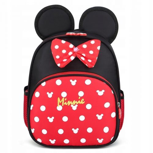  Rucsac scolar Minnie Mouse EMES cu un singur compartiment, negru, nuante de rosu