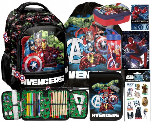  Rucsac pentru școală Avengers Paso cu mai multe compartimente negru, Nuanțe de roșu, Nuanțe de albastru, Nuanțe de verde, Multicolor 18 l