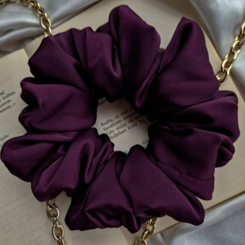  SCRUNCHIE elastic de păr mare XL, mătase violet închis