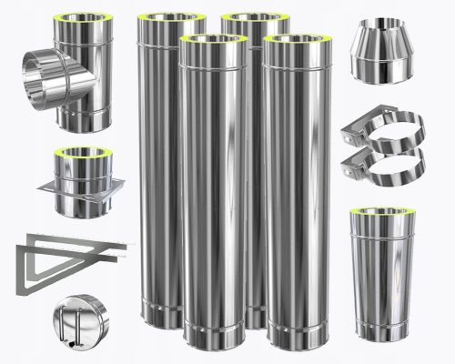 Coș de fum sistem pe suport, IZOLAT fi 200, cu pereți dubli, MODULAR EXTERIOR