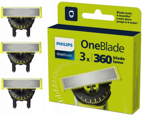  Lamă de ras Philips Norelco OneBlade cu două tăișuri, 3 buc.