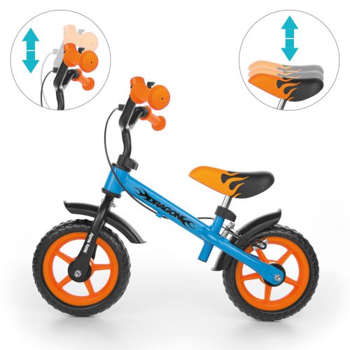  Bicicleta de echilibru Milly Mally Dragon 10", Albastru, Portocaliu