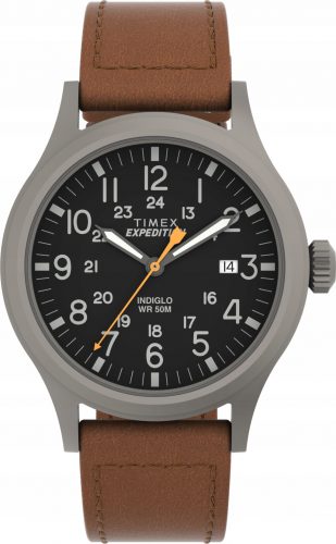  Ceas de bărbați Timex Expedition Scout, iluminare din spate INDIGLO, curea din piele WR50