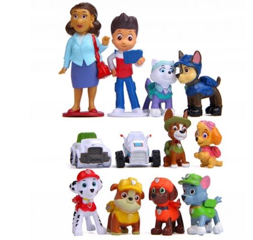  PAW PATROL DOG SET 10 FIGURINE SI 2 VEHICULE