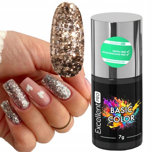  EXCELLENT Pro Basic Color Gold Glitter HIBRID NAIL 7g