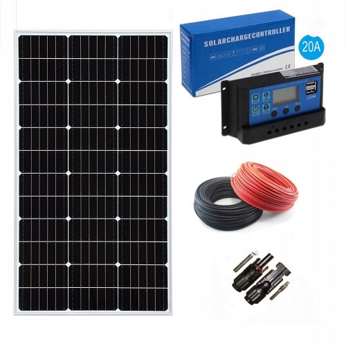  PANOU SOLAR MONO + REGULATOR 20A, baterie solara 100W