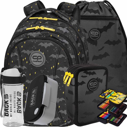  Rucsac școlar CoolPack cu mai multe compartimente, negru, 21 ani