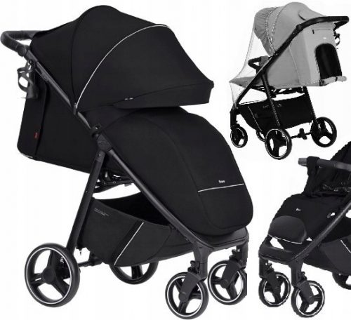  Carucior Carrello Bravo Pure Black + Husa de ploaie pentru caruciorul Caretero