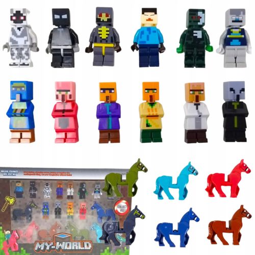  SET 18 FIGURINETE MINECRAFT + BLOCURI DE CAI FIGURINETE DE JOC ACCESORII 18in1