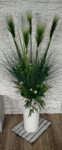 Iarbă artificială pampas 130 cm decor alb verde selecție ghivece