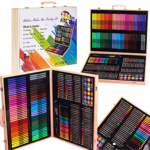  SET MARE ARTISTIC DIN LEMN MARKERE creioane vopsele LITTLE ARTIST 251 buc