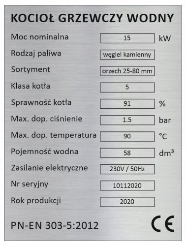  Soba pe lemne, carbune eco-mazare, carbune 15 kW