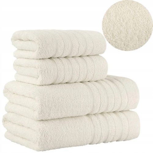 Set 4 prosoape din bumbac DORA (2x 50x90cm + 2x 70x140cm) crem