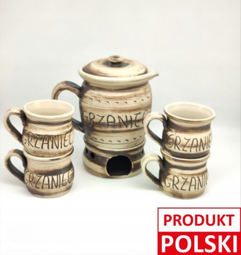 Set vin fiert pentru 4 persoane, gresie, artizanat